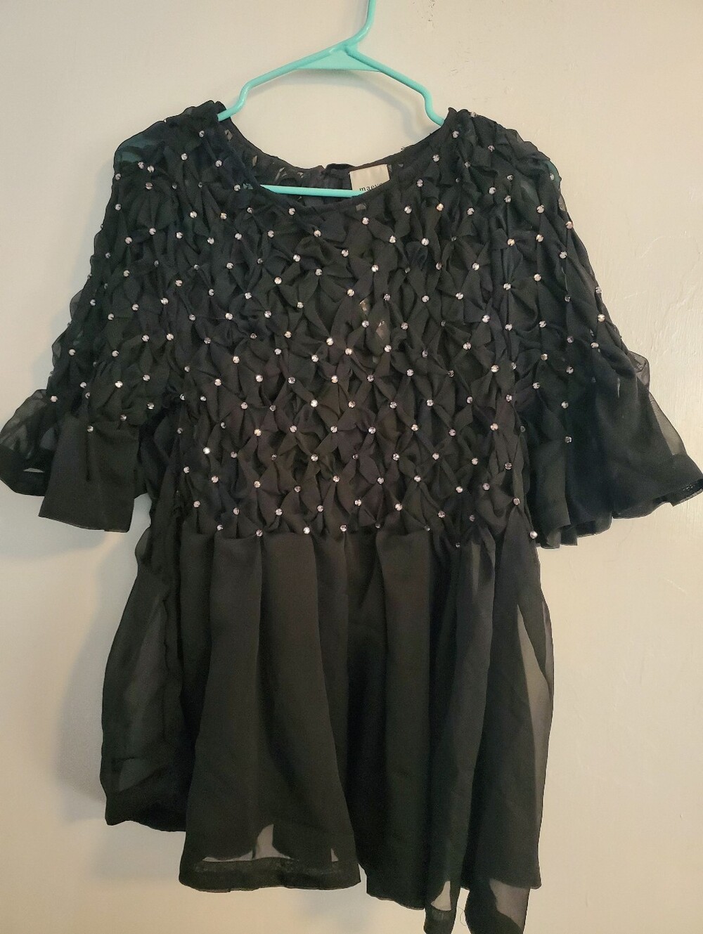Anthropologie Maeve Black Rhinestone Blouse